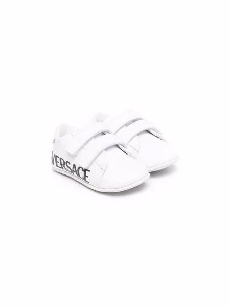 Versace Kids logo-print touch-strap trainers
