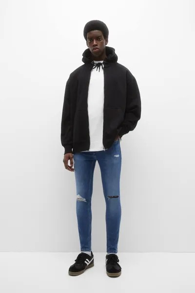 Суперузкие рваные джинсы Pull&Bear