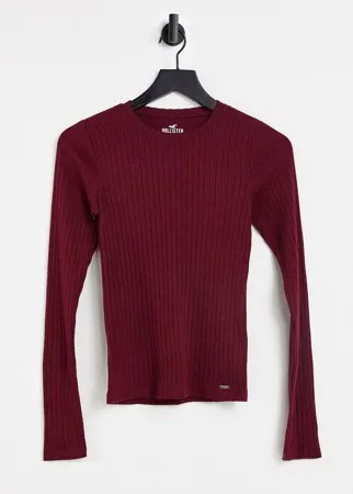 Оранжевый облегающий лонгслив в рубчик Hollister-Оранжевый цвет