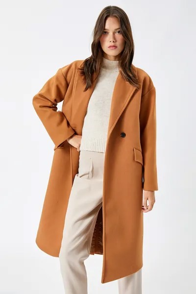 Длинное пальто с заниженными рукавами Koton, коричневый