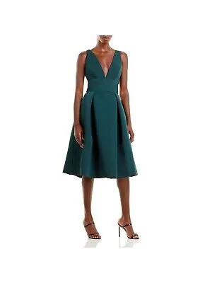 AMSALE Женское зеленое вечернее платье с пуговицами ниже колена без рукавов + расклешенное платье 6