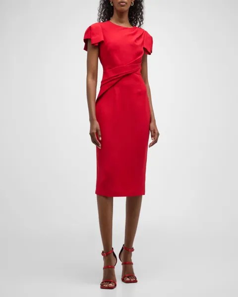 Плиссированное платье миди из крепа с короткими рукавами Roland Mouret