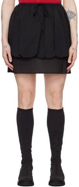 Черная мини-юбка со сборками Amomento