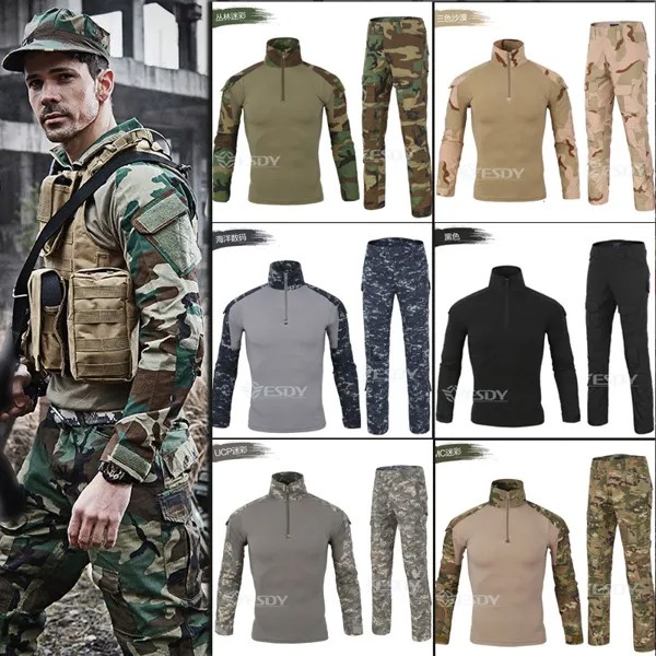 ESDY тактическая охотничья одежда для мужчин камуфляжные Костюмы Военная униформа для стрельбы охоты Рубашки Брюки для CS страйкбола пейнтбола