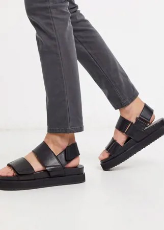 Черные кожаные босоножки ASOS DESIGN-Черный