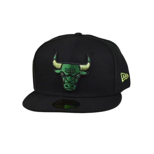 Мужская кепка New Era Chicago Bulls Metallic Pop 59Fifty черно-зеленая