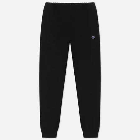 Мужские брюки Champion Reverse Weave Ribbed Cuffs Joggers Custom Fit, цвет чёрный, размер S