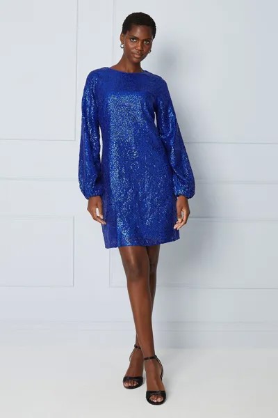 Свободное платье с разрезом спереди и пайетками Wallis, синий