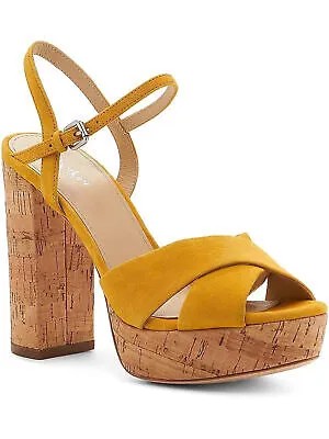 BOTKIER Женские желтые кожаные сандалии на платформе с пробковой платформой 1 дюйм 6,5