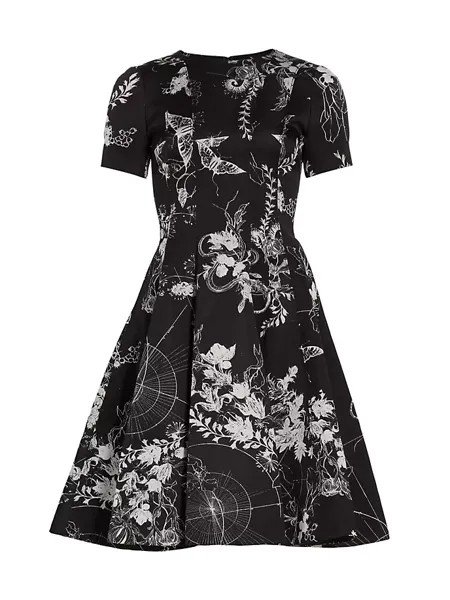 Расклешенное жаккардовое платье с цветочным принтом Jason Wu Collection, черный