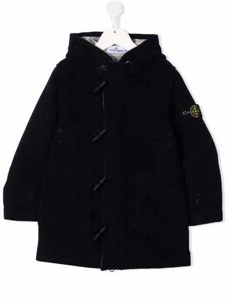 Stone Island Junior однобортное пальто Montgomery с капюшоном