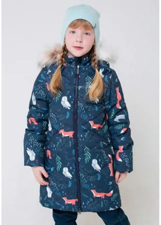 Crockid  Утепленное пальто для девочки Лесные животные