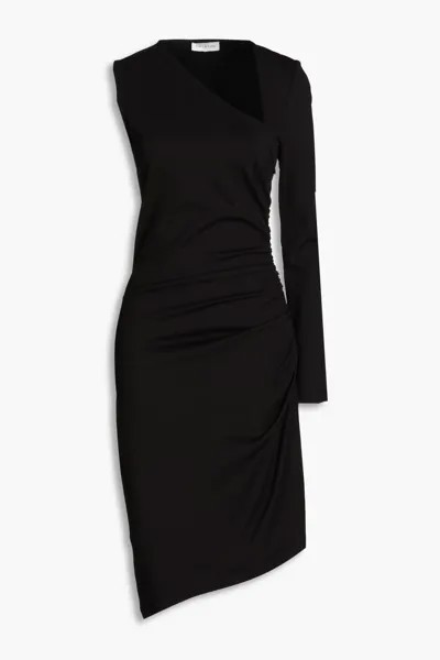 Асимметричное платье миди из крепа Skyler с одним рукавом Halston, черный