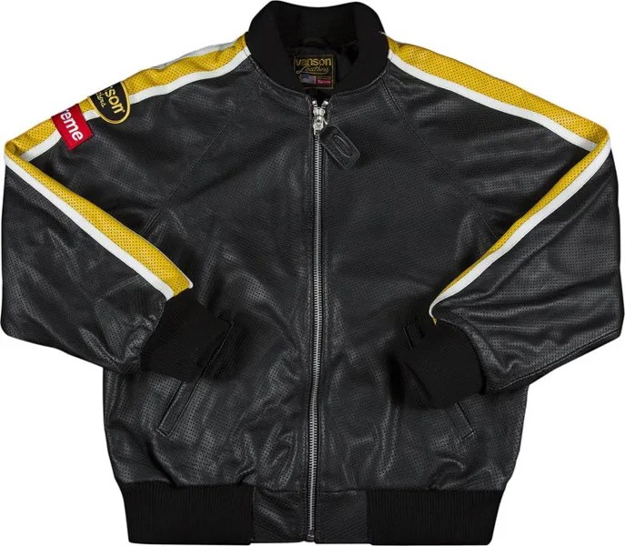 Куртка Supreme x Vanson Leathers Perforated Bomber Jacket 'Black', черный