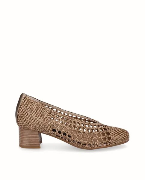 Серо-коричневые женские туфли-лодочки с плетеной отделкой D'Chicas