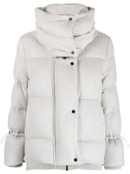 Moorer zip-up padded down jacket, серый