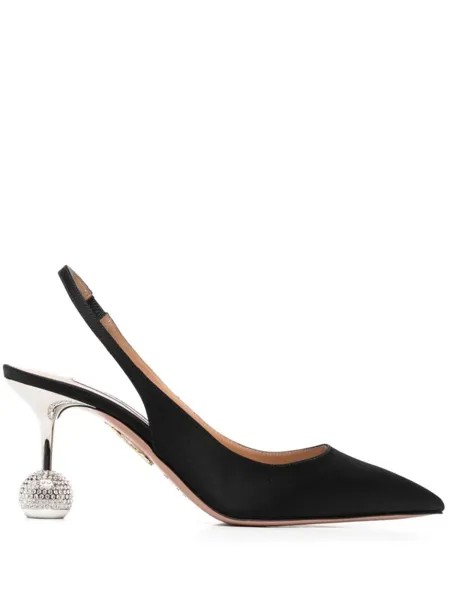 Туфли Naomi 80 с ремешком на пятке Aquazzura, черный