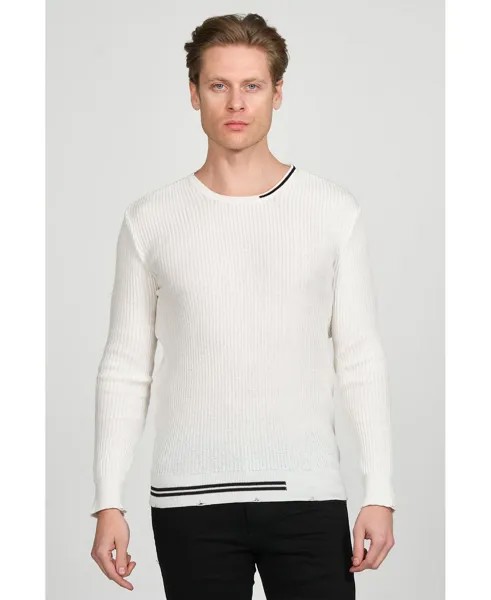 Мужской современный свитер в полоску в полоску RON TOMSON, белый