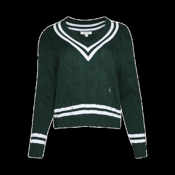 Свитер Sporty & Rich Cableknit V Neck 'Forrest', зеленый