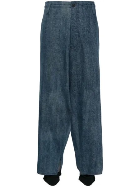 Yohji Yamamoto многослойные брюки широкого кроя, синий