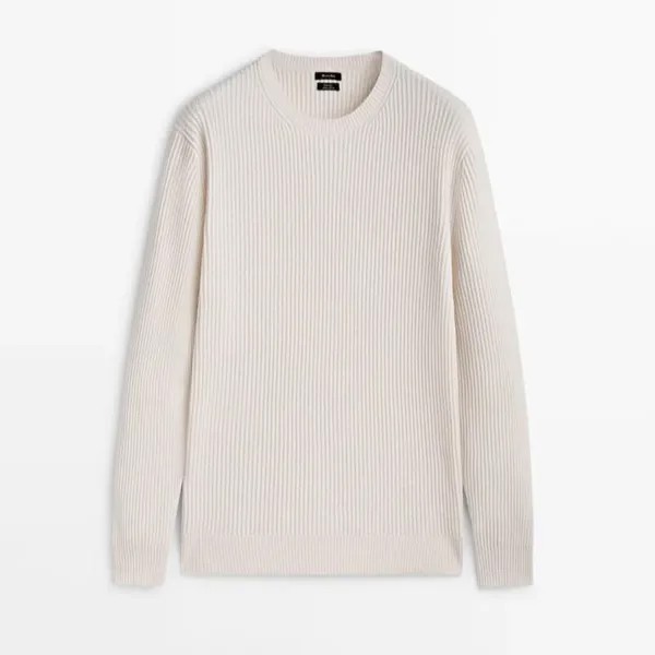 Свитер Massimo Dutti Textured Knit Long Sleeve, бежевый