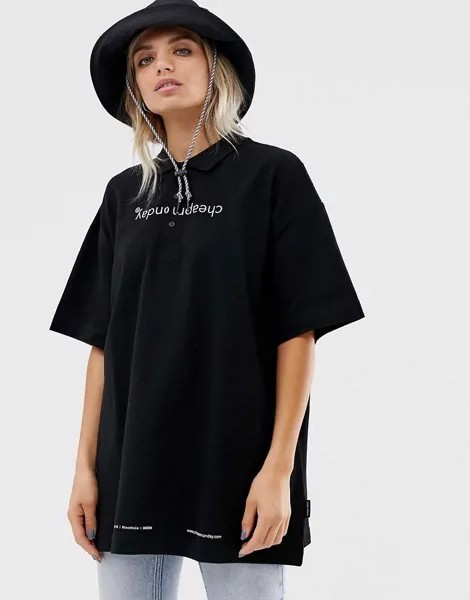 Футболка из органического хлопка с логотипом на груди Cheap Monday-Черный