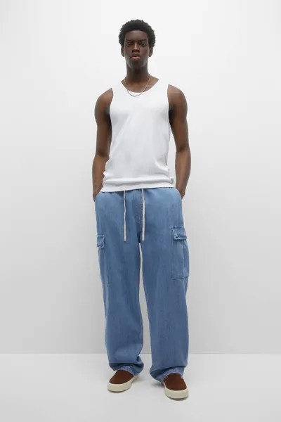 Джинсы карго с кулиской Pull&Bear, синий