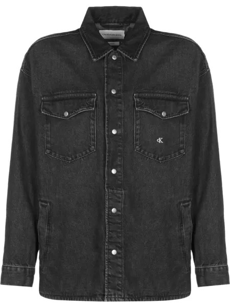 Лонгслив Calvin Klein, цвет washed black/black cord collar