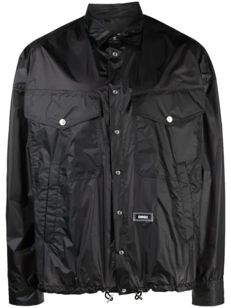 Dsquared2 logo patch long-sleeve shirt, черный