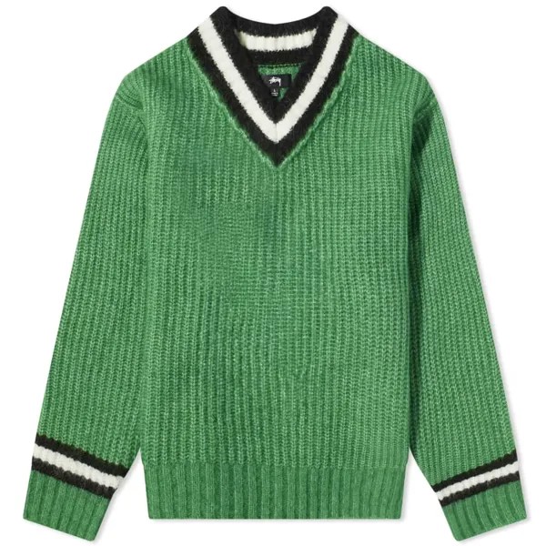 Теннисный свитер Stussy из мохера, зеленый