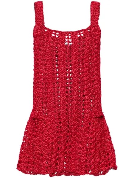 Платье мини крупной вязки с баской JW Anderson, красный