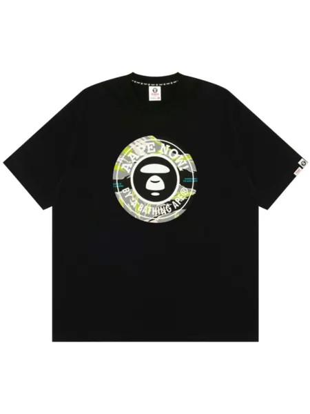 Футболка с принтом Moonface AAPE BY *A BATHING APE, черный