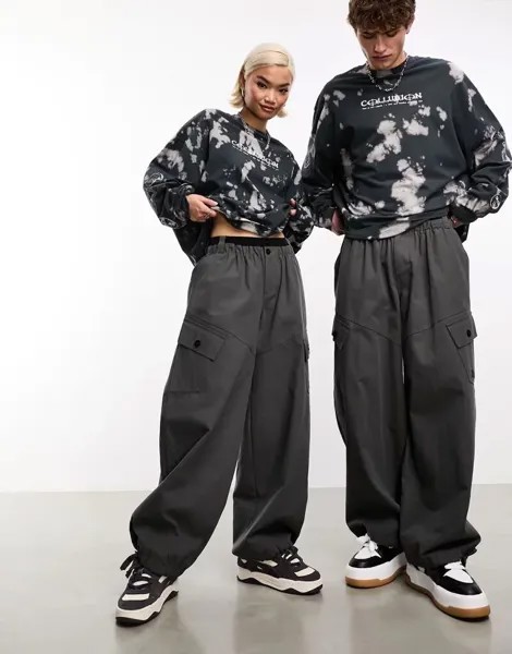 Свободные функциональные брюки цвета хаки COLLUSION с двойным поясом