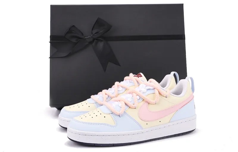 Кроссовки Nike Court Borough Skateboarding Shoes Women's Low-top White/Yellow/Blue, светло-желтый
