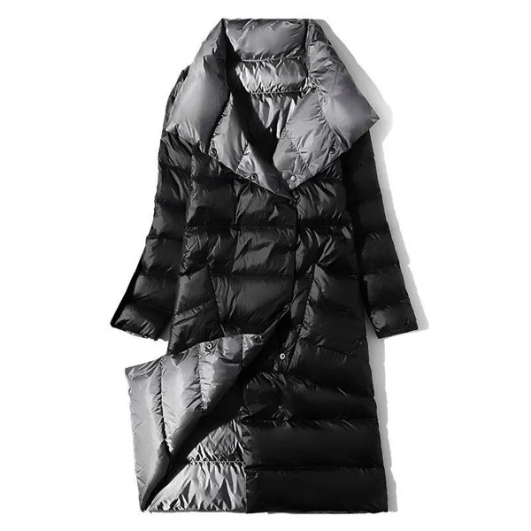 Белая двухсторонняя Женская куртка-пуховик, пальто на 90% утином пуху, Женская длинная Корейская парка, одежда 5xl, Женская куртка SQQ572