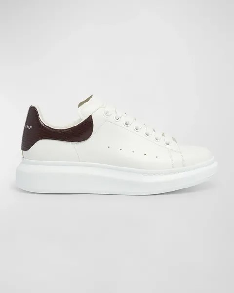 Мужские кожаные низкие кеды Larry Oversized Alexander McQueen, цвет Whtbordeux