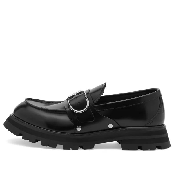 Туфли броги Alexander Mcqueen Buckle Loafer, цвет Black & Silver