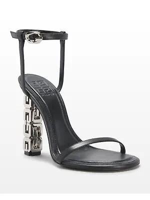 GIVENCHY Женские черные кожаные босоножки на каблуке со скульптурным каблуком и петлями для носка 36,5