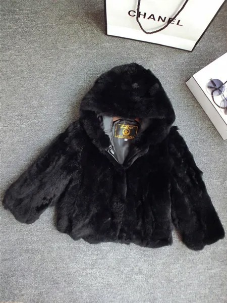 Новинка, зимнее детское меховое пальто из кролика Рекс, меховое пальто для девочек, детское утепленное пальто, пальто с капюшоном, пальто дл...