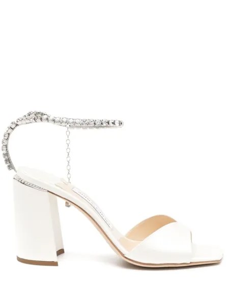 Jimmy Choo босоножки Saeda 85 с кристаллами, нейтральный цвет