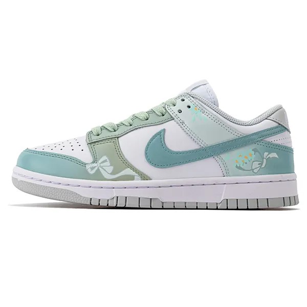 Кроссовки Nike Dunk Skateboarding Shoes Women's Low-top Green/White, зеленый