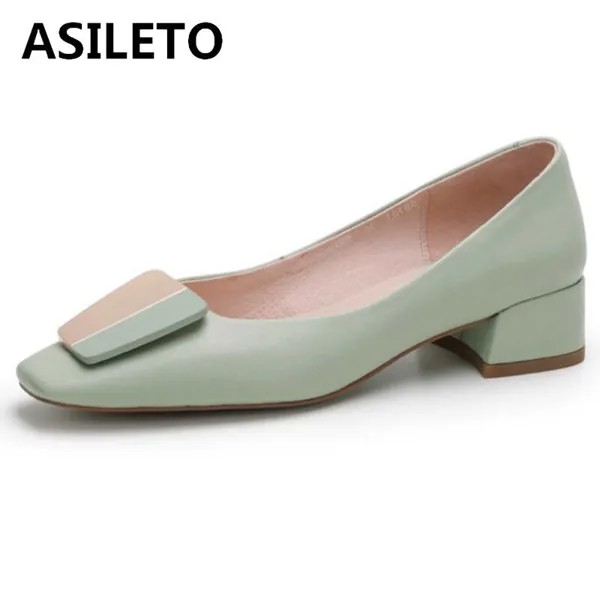 Лоферы ASILETO, с квадратным носком, на массивном каблуке 3,5 см, размер 33-40, абрикосового, зеленого, розового цветов, A4219, для весны