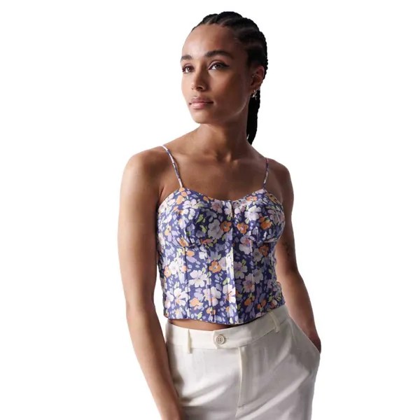 Топ Salsa Jeans Floral-Print Bustier, синий