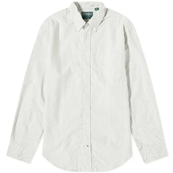 Gitman Vintage Оксфордская рубашка на пуговицах в полоску с кисточкой, зеленый