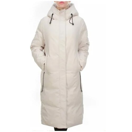 Пальто женское зимнее цвет молочный 2233 AKIDSEFRS (200 гр. холлофайбера) р. 52