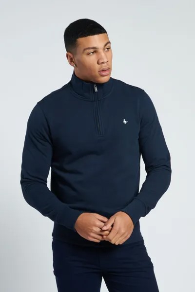 Черный свитшот Barchester на молнии 1/4 Jack Wills, синий