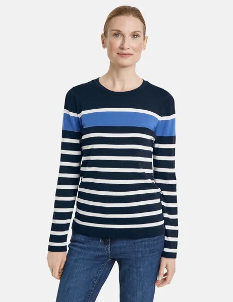 Свитер Gerry Weber Langarm Rundhals, цвет Navy/Offwhite Striped