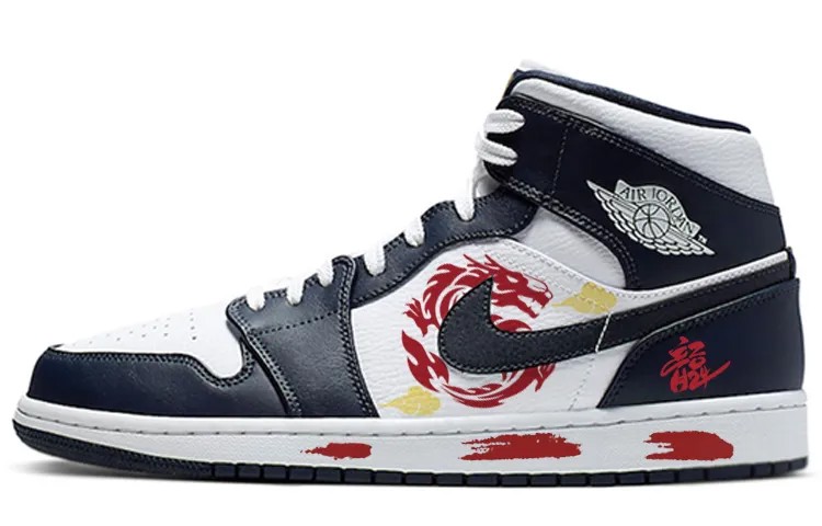 Кроссовки Air Jordan 1 Vintage Basketball Shoes Men Mid-top Blue/white, синий