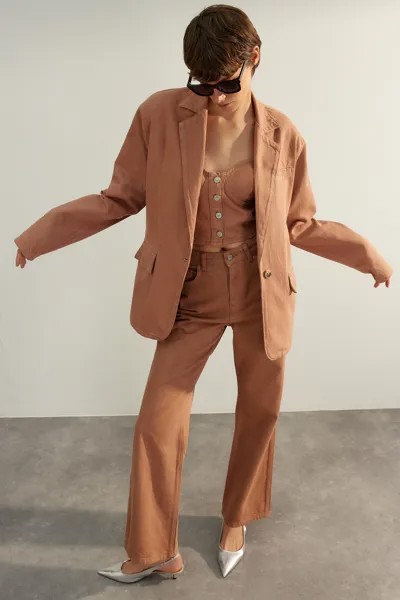 Куртка - Коричневый - Oversize Trendyol, коричневый
