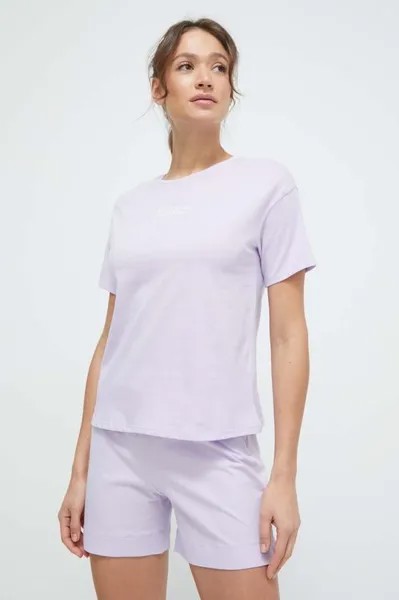 Хлопковая футболка для отдыха United Colors of Benetton, фиолетовый
